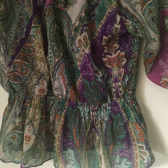 BCX Girl green, purple GIRLS Large TOP BLOUSE. - Picture 4 of 4